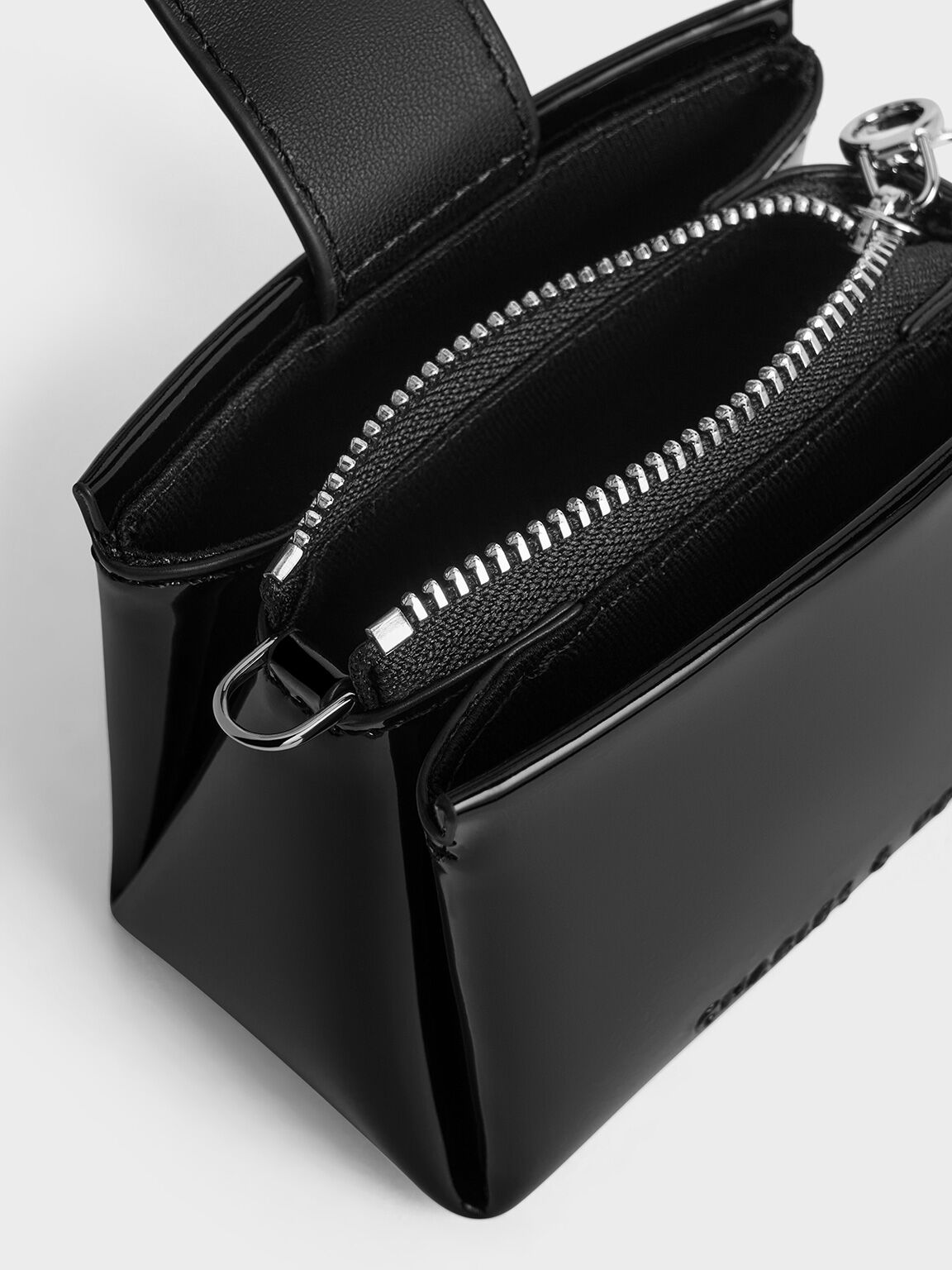 CHARLES & KEITH Signature | Bosie Patent Micro Bag - Noir