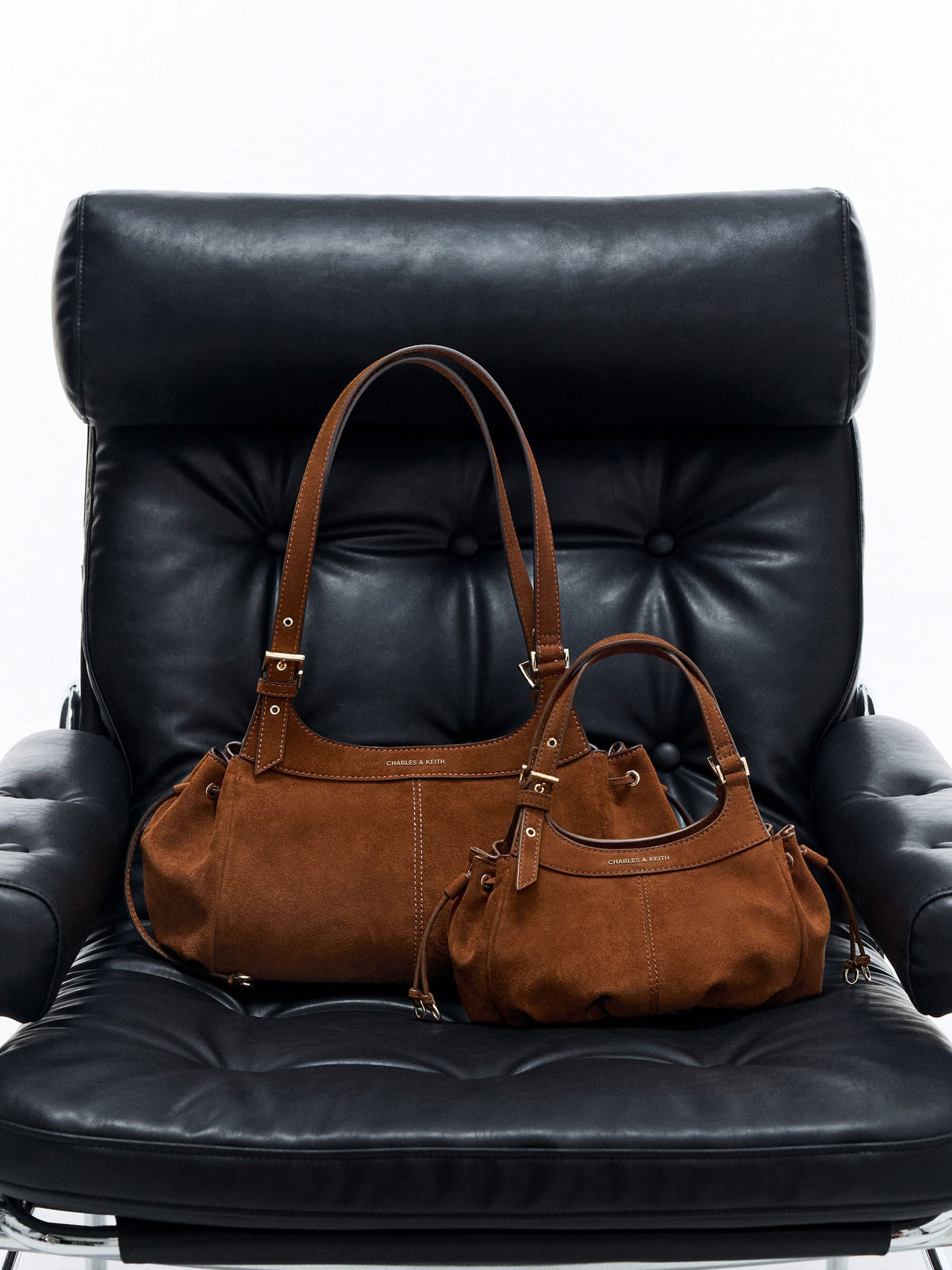 CHARLES & KEITH Great Value | Mini Lillith Drawstring Bucket Bag - Pecan Brown