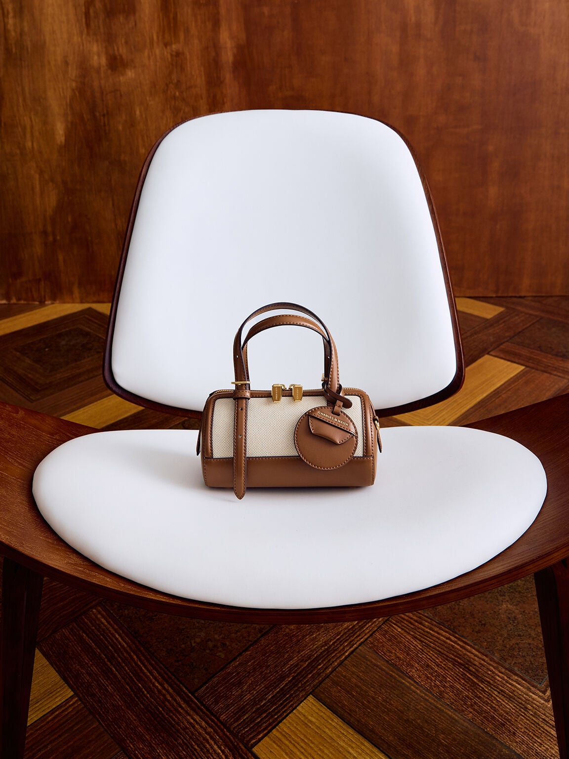 CHARLES & KEITH Exclusive | Enola Canvas Bowling Bag - Chocolate