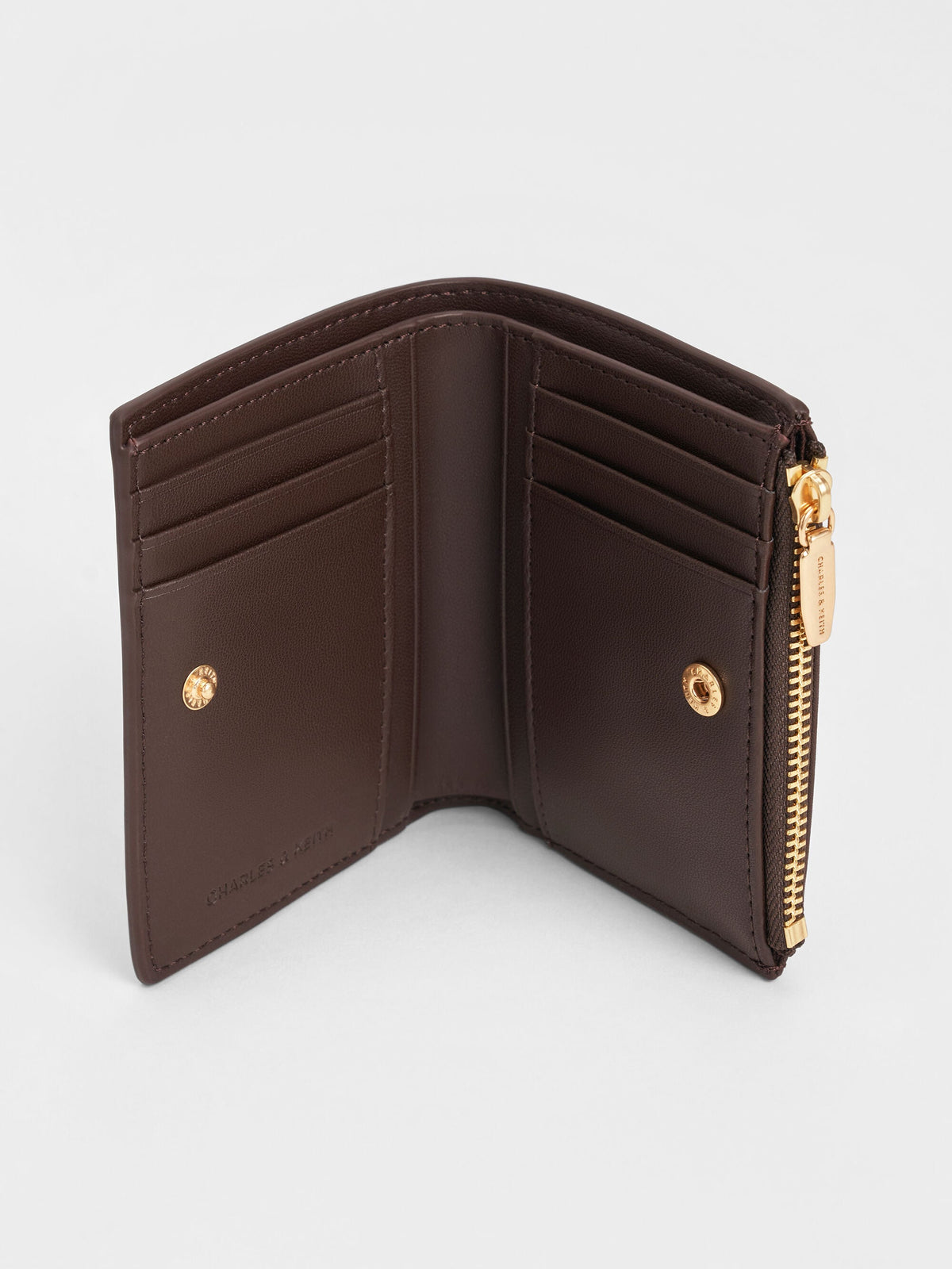 CHARLES & KEITH Deals | Midori Geometric Top-Zip Wallet - Espresso Brown