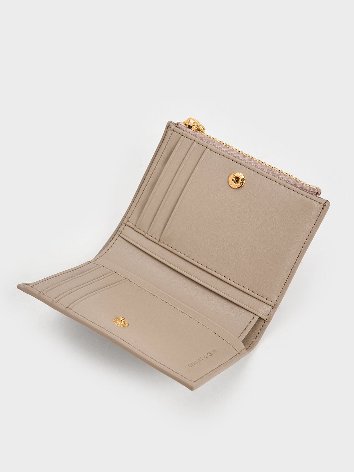 CHARLES & KEITH Featured | Apolline Textured Top-Zip Wallet - Taupe