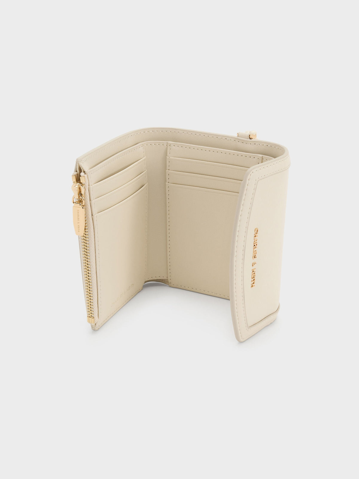 CHARLES & KEITH Essential | Haylen Front-Flap Small Wallet - Cream