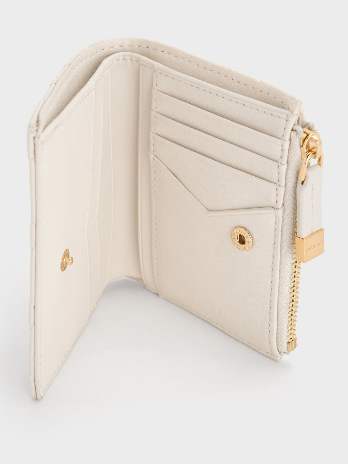 CHARLES & KEITH Popular | Duo Quilted Small Wallet - Cream