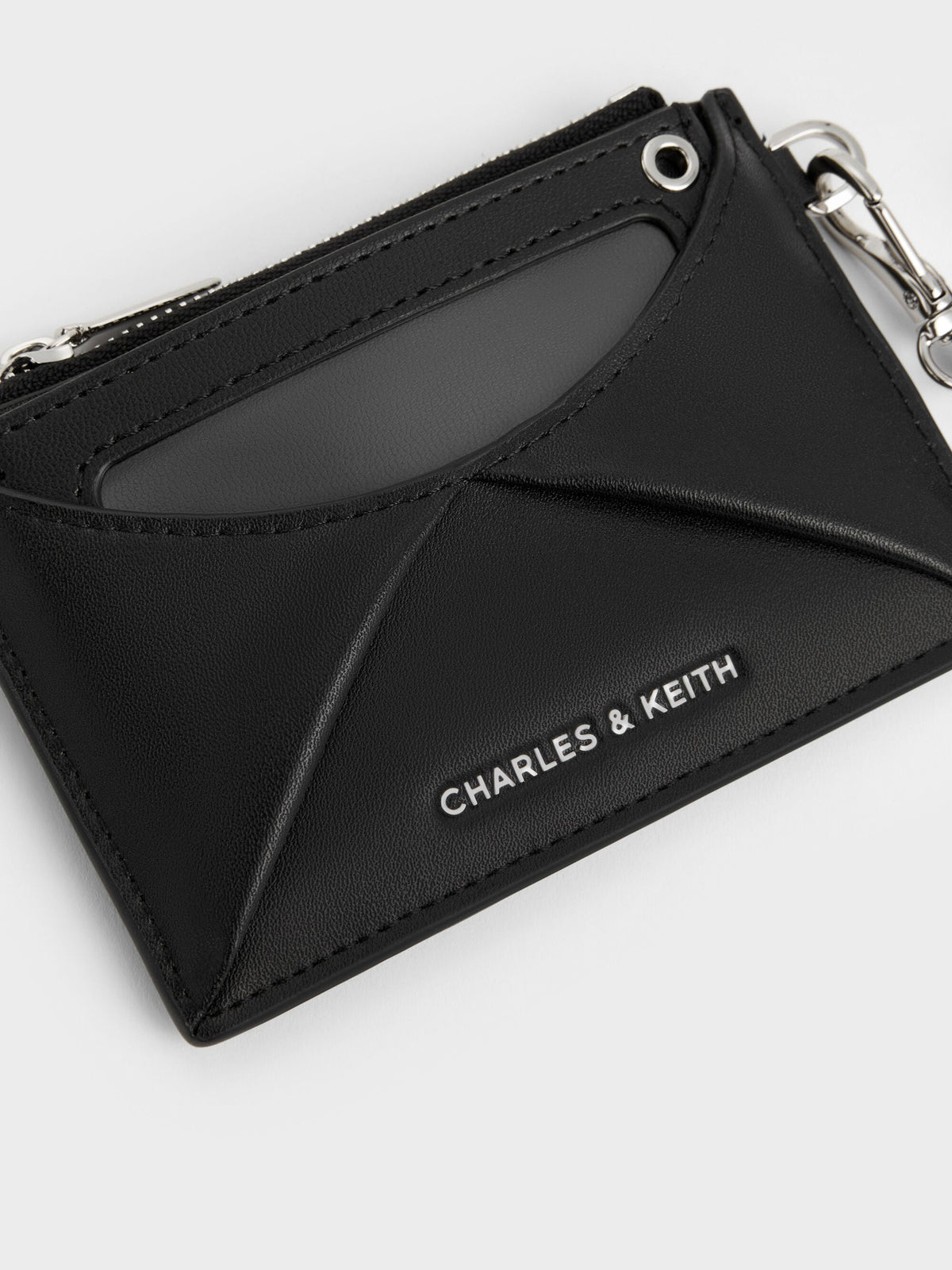 CHARLES & KEITH Value | Hazel Bow Panelled Card Holder - Noir
