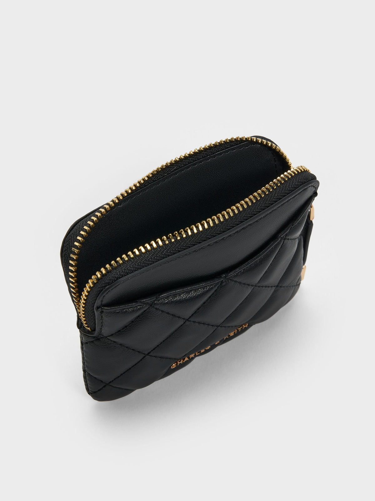 CHARLES & KEITH Value | Alva Quilted Top-Zip Card Holder - Black