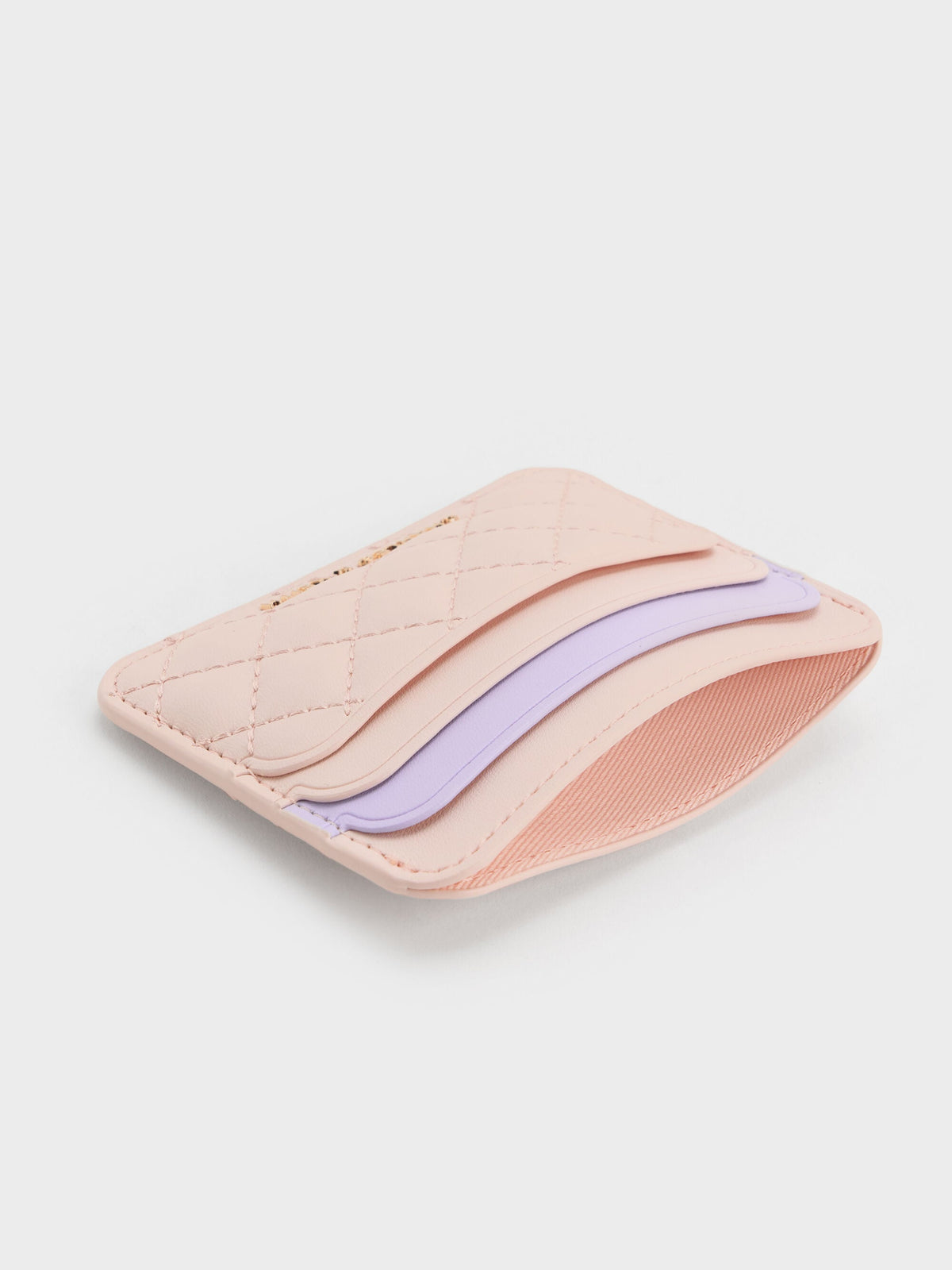 CHARLES & KEITH Smart Buy | Cleo Two-Tone Quilted Card Holder - Soft Pink