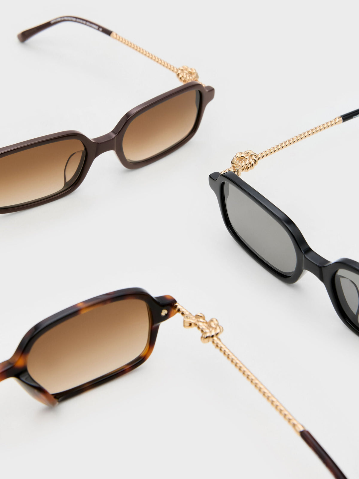 CHARLES & KEITH Deals | Sable Knot Rectangular Sunglasses - Black
