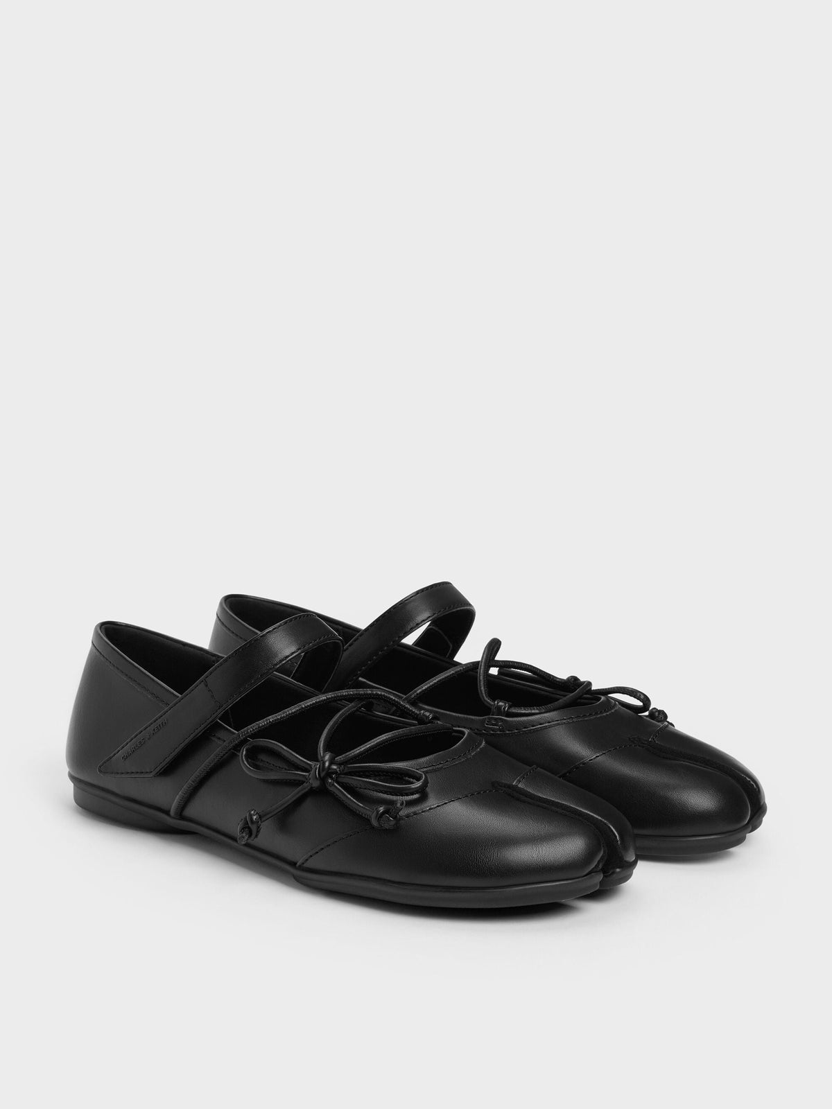 CHARLES & KEITH Recommended | Aether Lace-Up Split-Toe Mary Jane Flats - Black