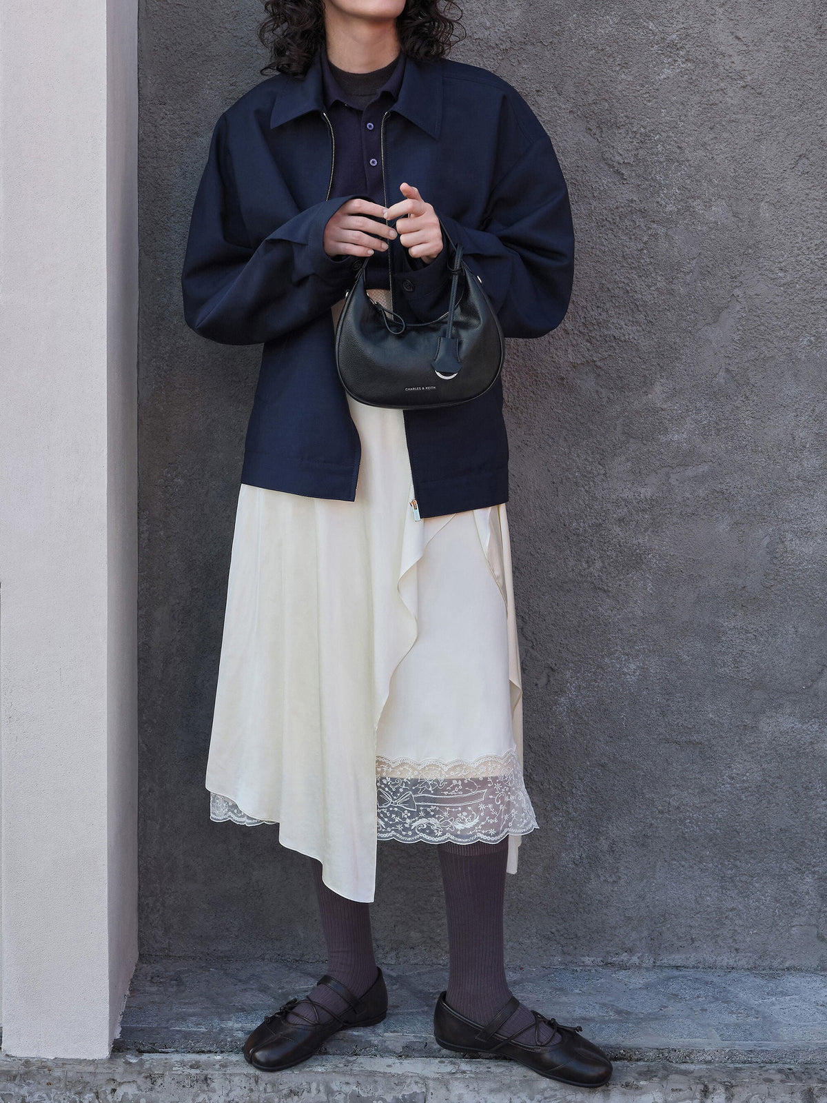 CHARLES & KEITH Popular | Aether Lace-Up Split-Toe Mary Jane Flats - Brown