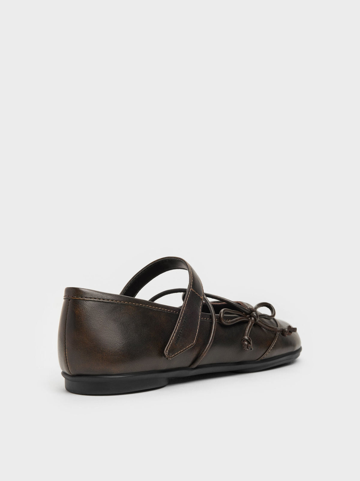 CHARLES & KEITH Popular | Aether Lace-Up Split-Toe Mary Jane Flats - Brown
