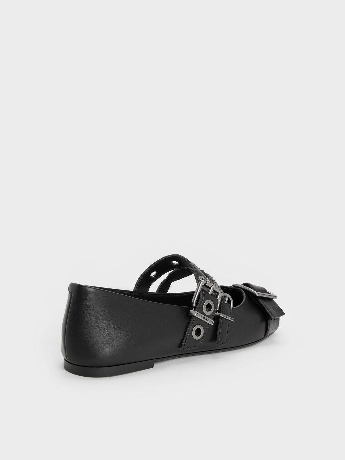 CHARLES & KEITH Recommended | Aether Grommet Studded Mary Jane Flats - Black