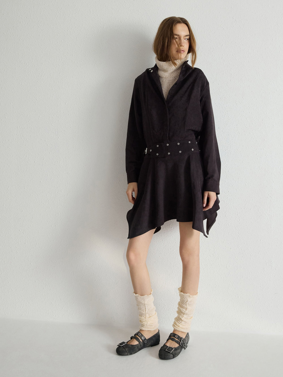 CHARLES & KEITH Signature | Aether Grommet Studded Mary Jane Flats - Dark Grey