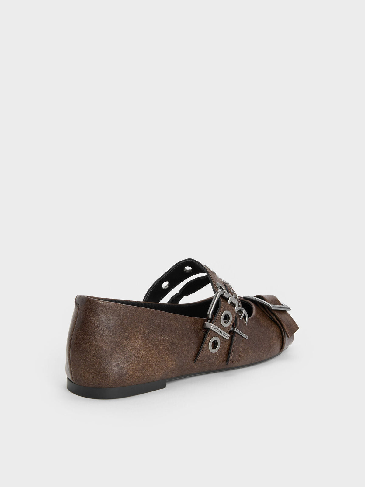 CHARLES & KEITH Discount | Aether Grommet Studded Mary Jane Flats - Dark Brown