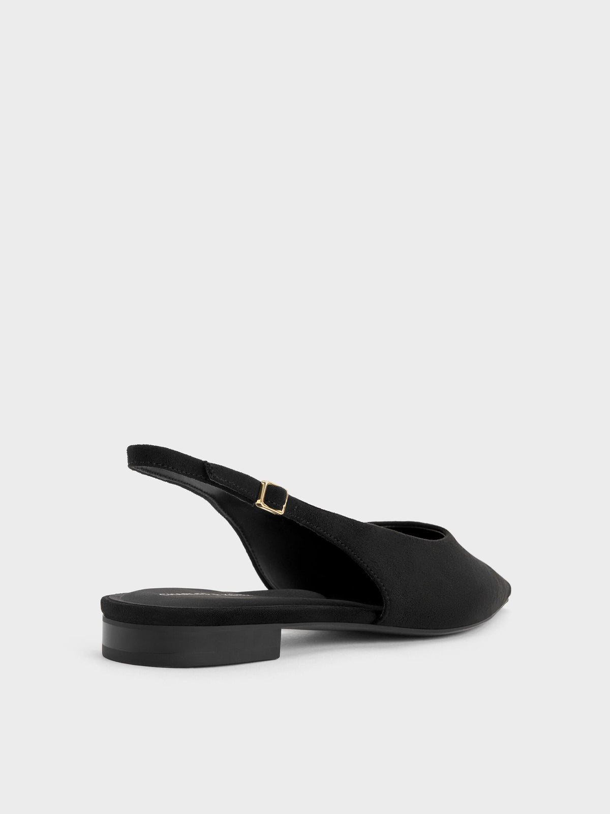 CHARLES & KEITH Essential | Emelia Faux Suede Slingback Flats - Black Textured