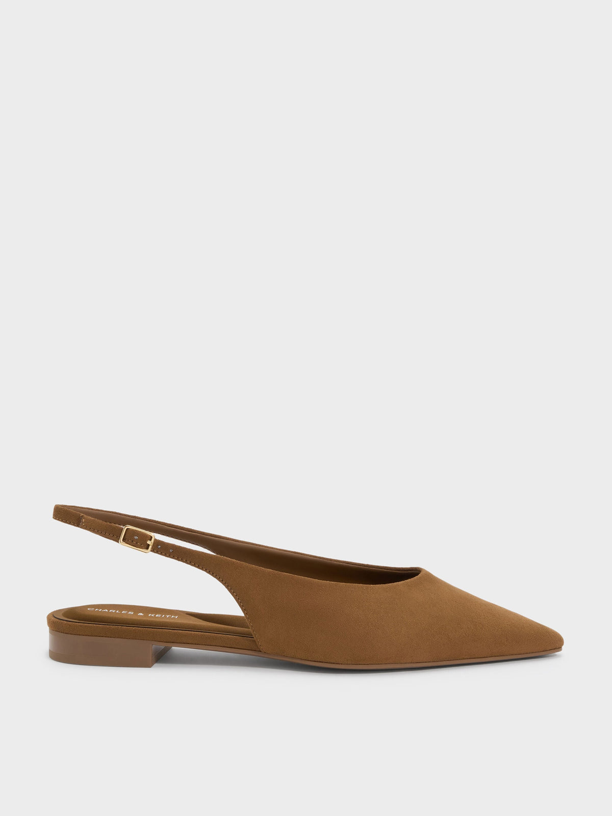 CHARLES & KEITH Signature | Emelia Faux Suede Slingback Flats - Camel