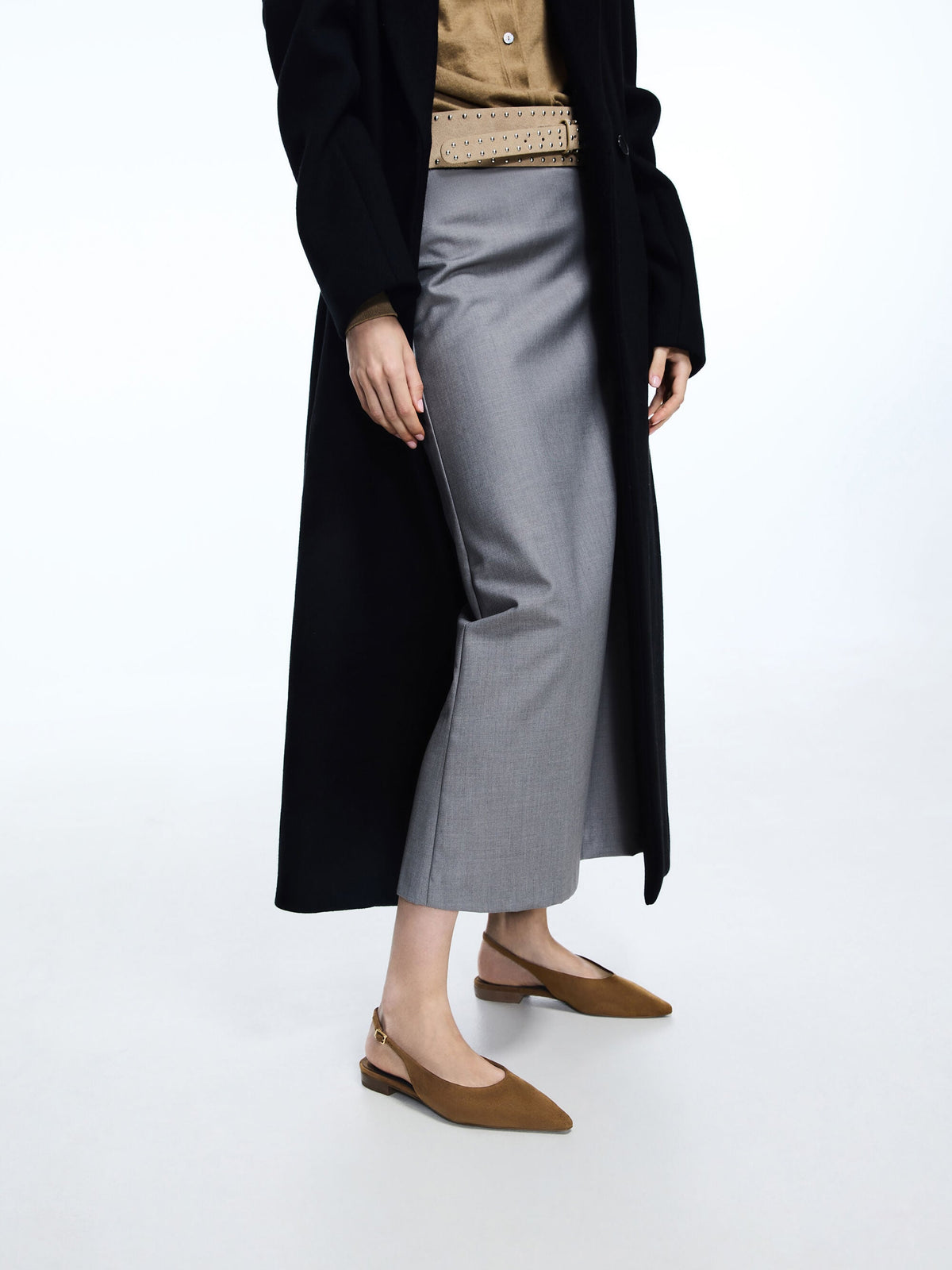 CHARLES & KEITH Signature | Emelia Faux Suede Slingback Flats - Camel