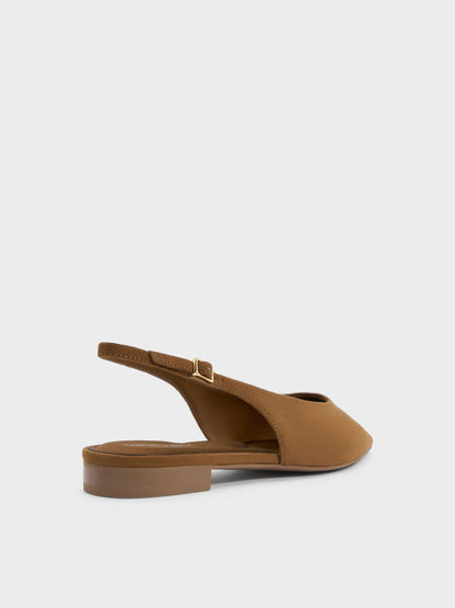 CHARLES & KEITH Signature | Emelia Faux Suede Slingback Flats - Camel