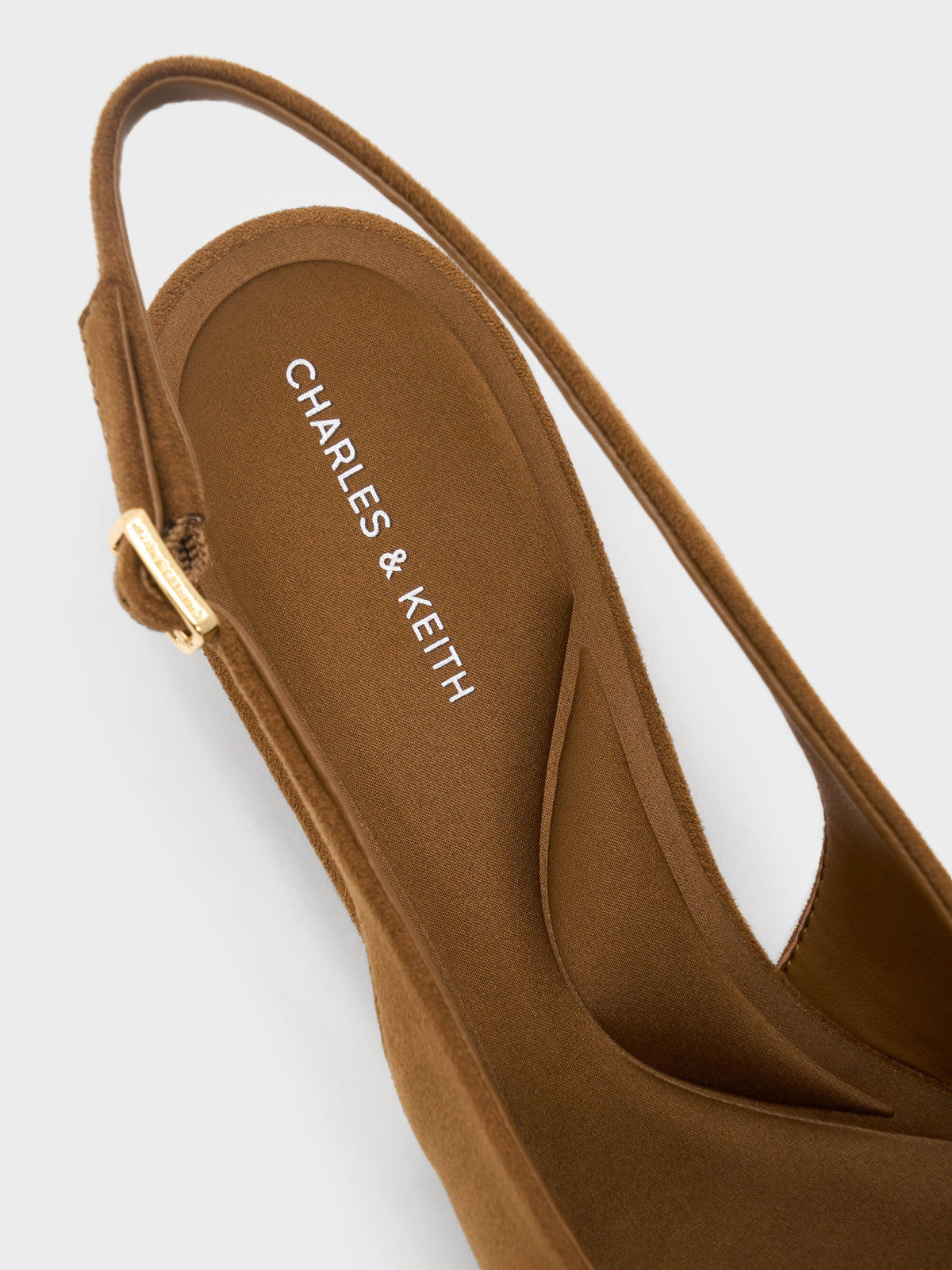 CHARLES & KEITH Signature | Emelia Faux Suede Slingback Flats - Camel