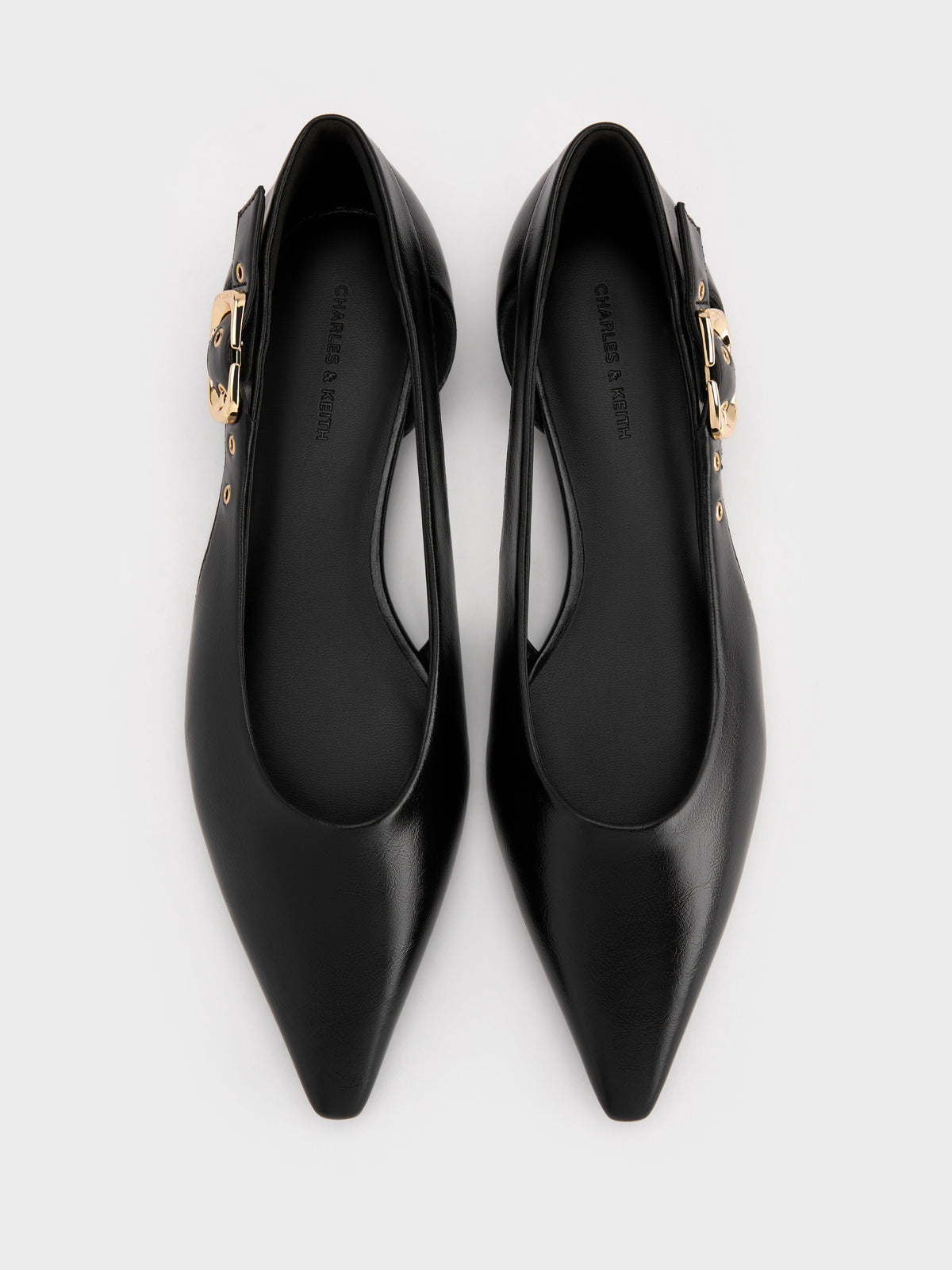 CHARLES & KEITH Classic | Buckled Cut-Out Ballet Flats - Black