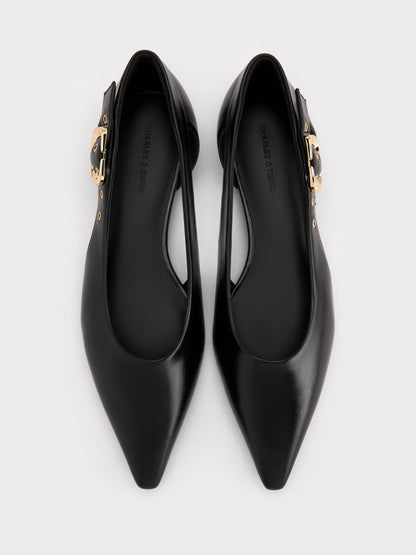 CHARLES & KEITH Classic | Buckled Cut-Out Ballet Flats - Black