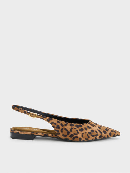 CHARLES & KEITH Latest | Emelia Leopard-Print Slingback Flats - Animal Print Natural
