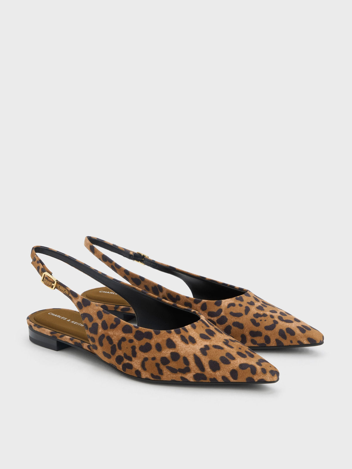 CHARLES & KEITH Latest | Emelia Leopard-Print Slingback Flats - Animal Print Natural