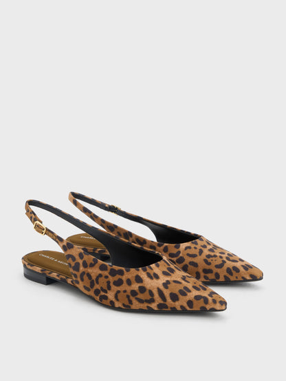 CHARLES & KEITH Latest | Emelia Leopard-Print Slingback Flats - Animal Print Natural