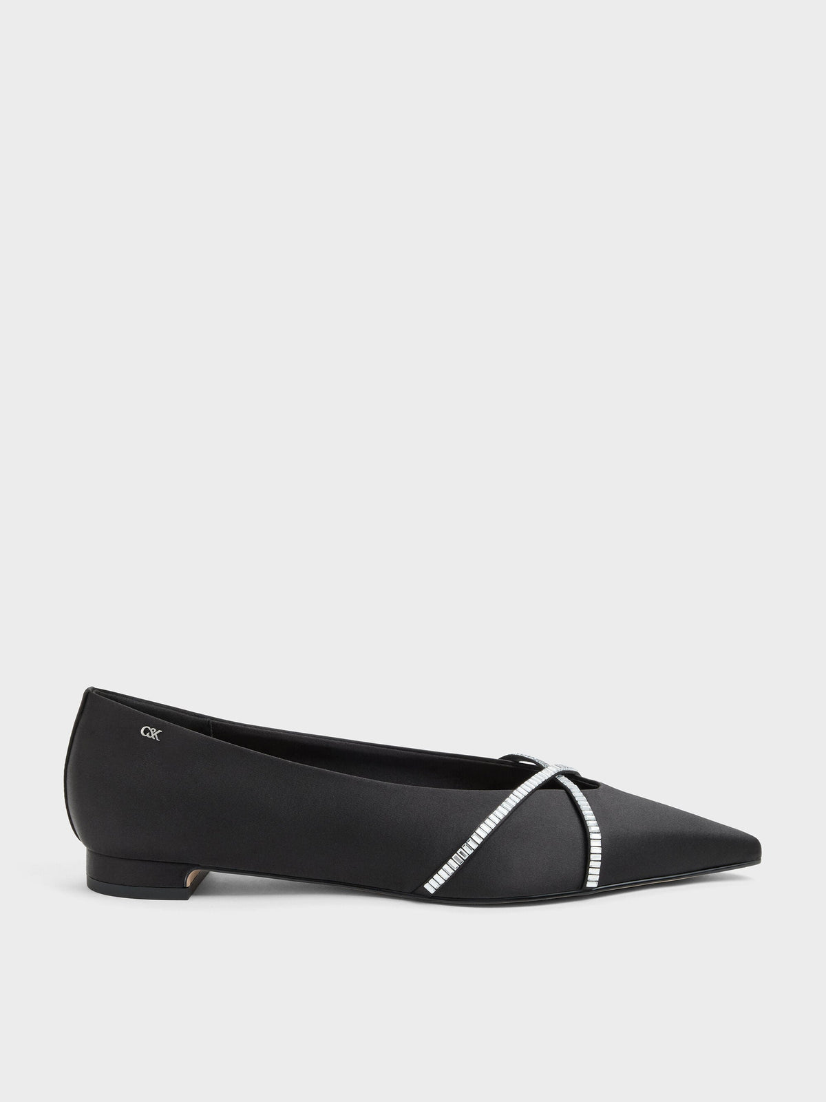 CHARLES & KEITH Best Seller | Gem Crossover Ballet Flats - Black Textured