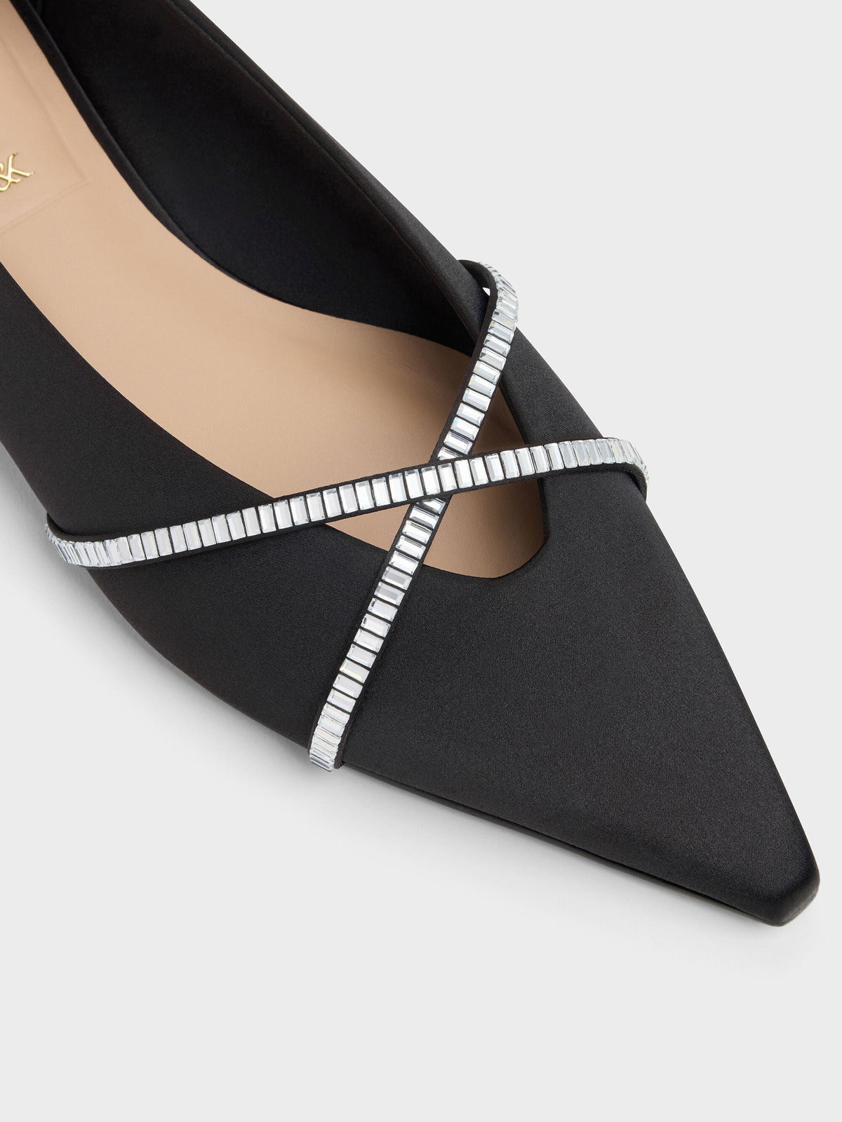 CHARLES & KEITH Best Seller | Gem Crossover Ballet Flats - Black Textured
