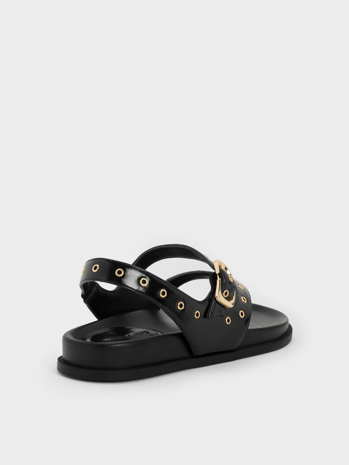 CHARLES & KEITH Discount | Grommet Thong Slingback Sandals - Black