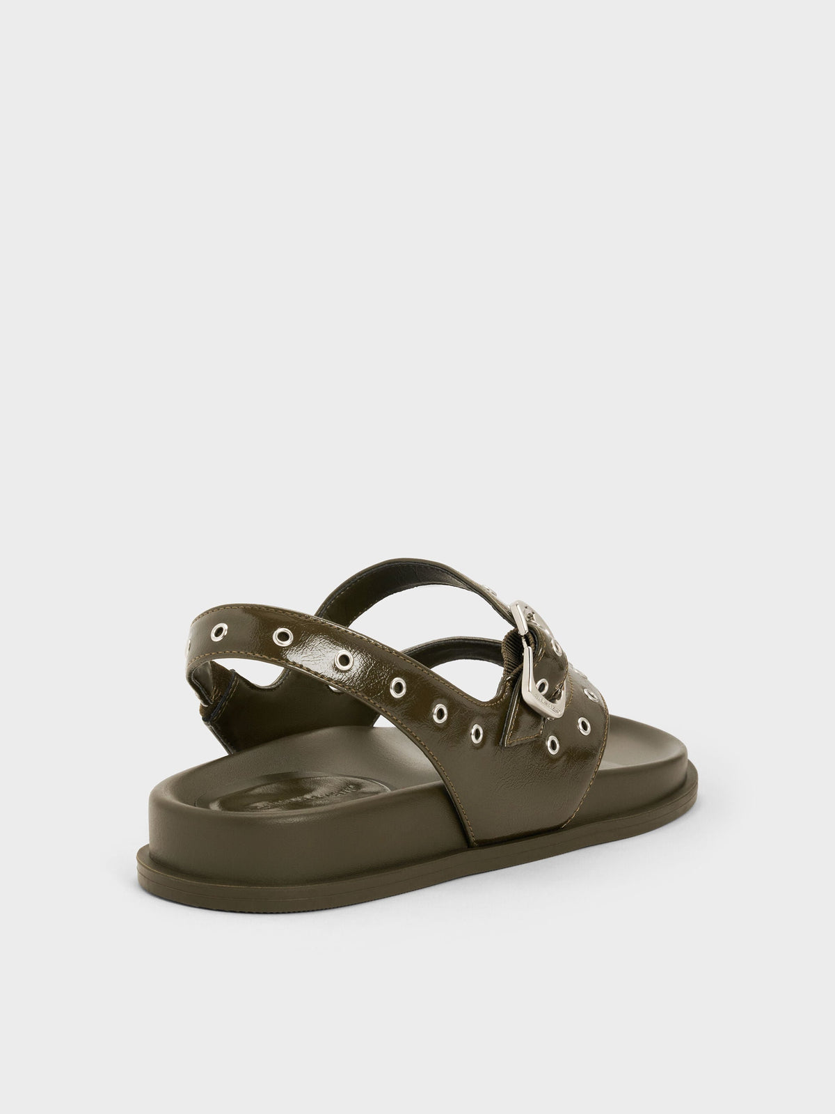 CHARLES & KEITH Recommended | Grommet Thong Slingback Sandals - Olive