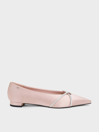 CHARLES & KEITH Quality | Gem Crossover Ballet Flats - Pink