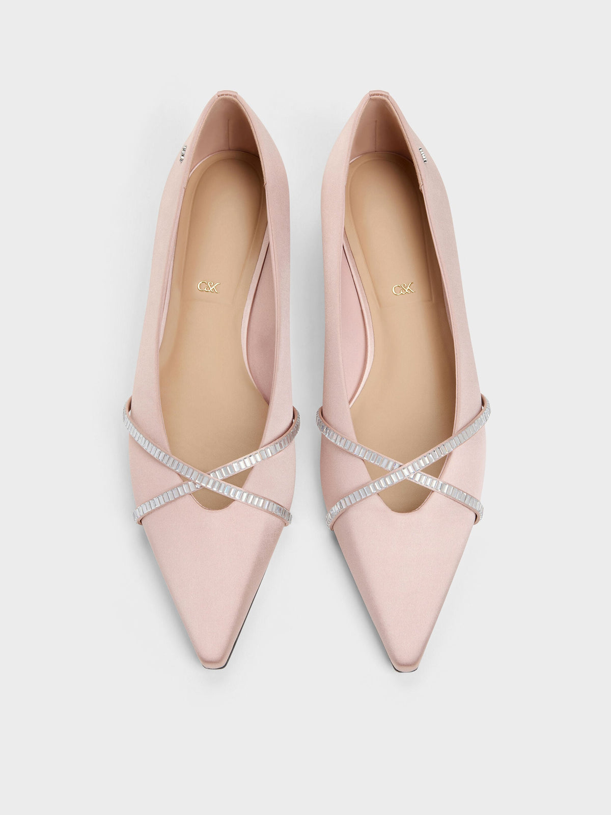 CHARLES & KEITH Quality | Gem Crossover Ballet Flats - Pink