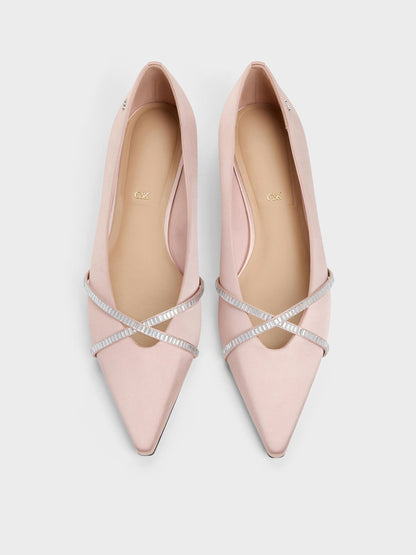 CHARLES & KEITH Quality | Gem Crossover Ballet Flats - Pink
