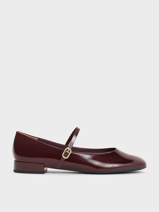 CHARLES & KEITH Value | Gertrude Patent Mary Janes - Burgundy
