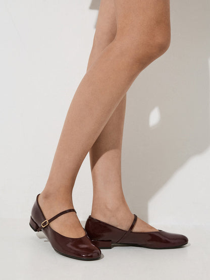 CHARLES & KEITH Value | Gertrude Patent Mary Janes - Burgundy