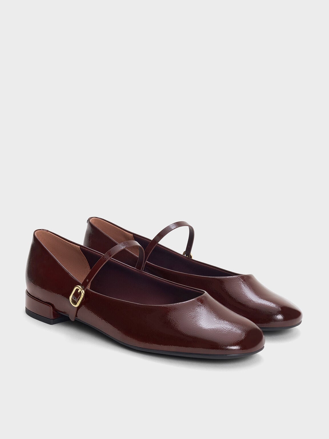 CHARLES & KEITH Value | Gertrude Patent Mary Janes - Burgundy