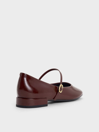 CHARLES & KEITH Value | Gertrude Patent Mary Janes - Burgundy