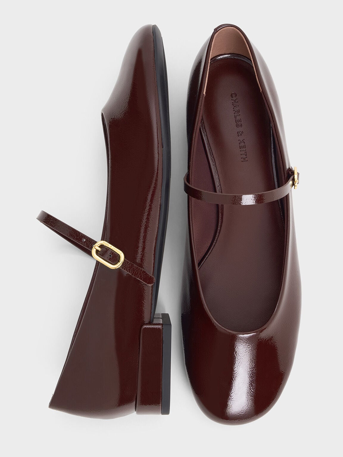 CHARLES & KEITH Value | Gertrude Patent Mary Janes - Burgundy