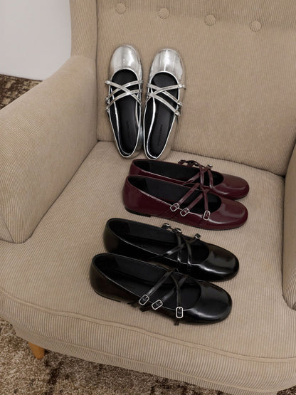 CHARLES & KEITH Featured | Patent Triple-Strap Mary Jane Flats - Black Patent