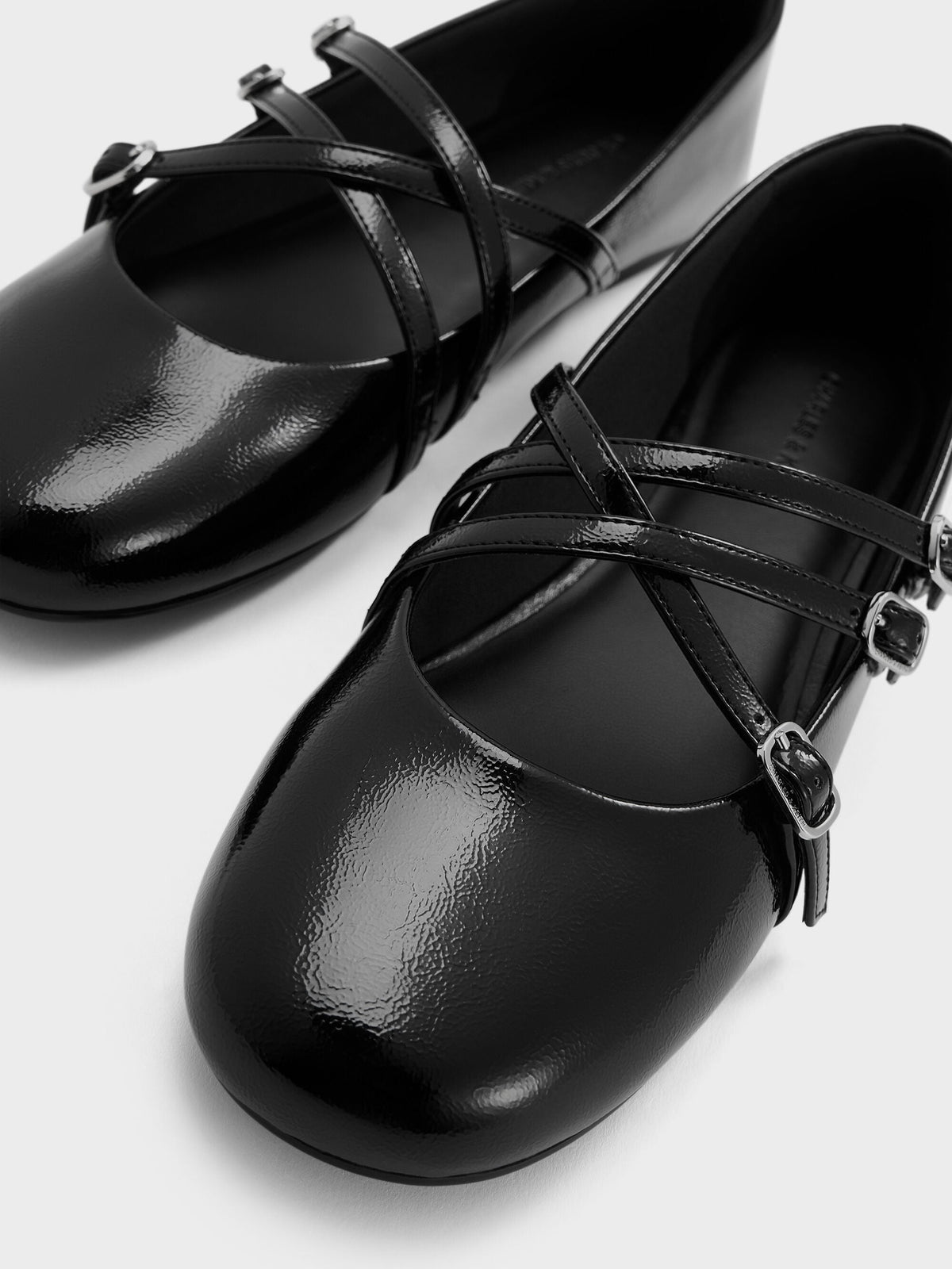 CHARLES & KEITH Featured | Patent Triple-Strap Mary Jane Flats - Black Patent