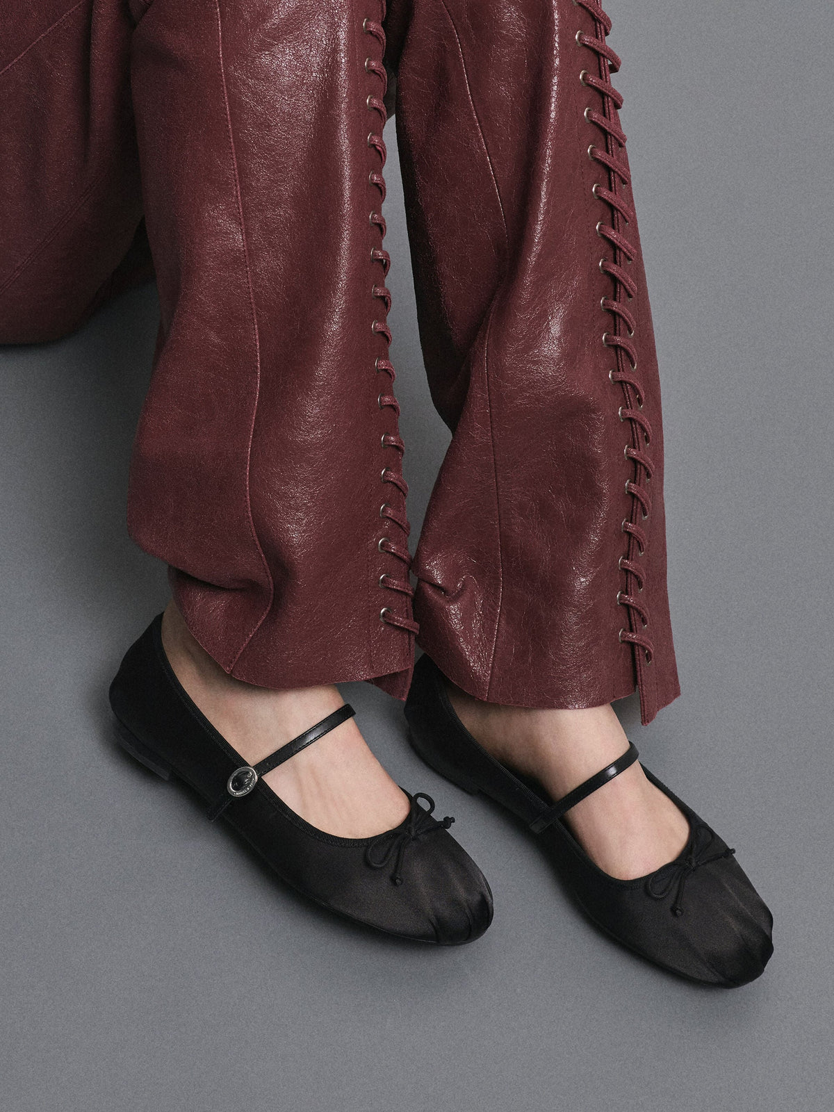 CHARLES & KEITH New | Emiko Satin Bow Mary Jane Flats - Black