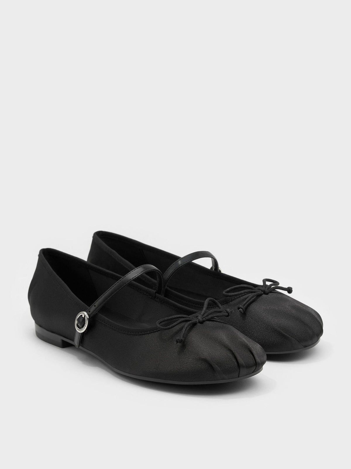 CHARLES & KEITH New | Emiko Satin Bow Mary Jane Flats - Black