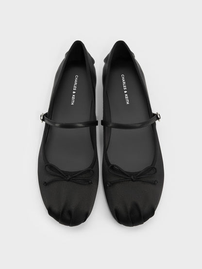 CHARLES & KEITH New | Emiko Satin Bow Mary Jane Flats - Black