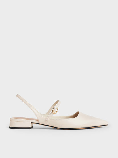 CHARLES & KEITH Smart Buy | Roxane Slingback Mary Jane Flats - Chalk