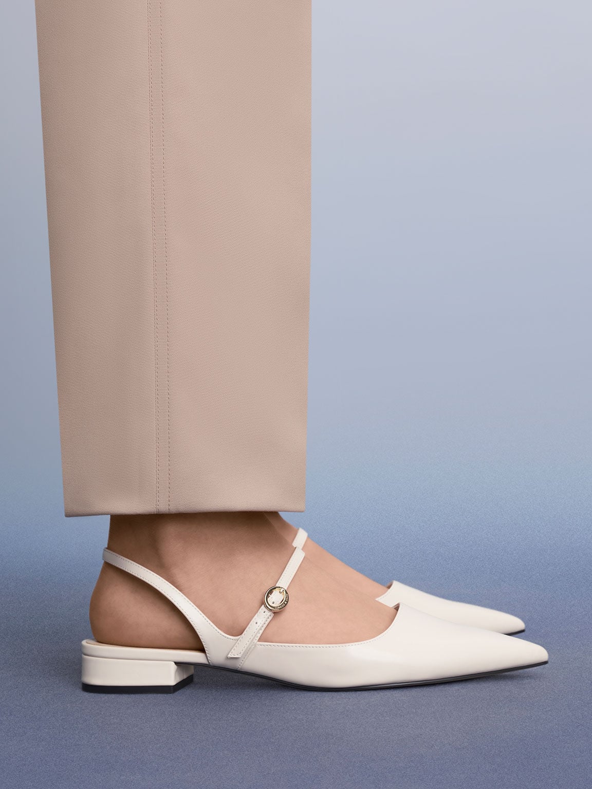 CHARLES & KEITH Smart Buy | Roxane Slingback Mary Jane Flats - Chalk