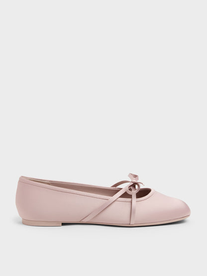 CHARLES & KEITH Customer Favorite | Satin Bow Ballet Flats - Pink