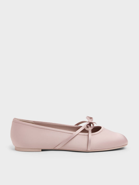 CHARLES & KEITH Customer Favorite | Satin Bow Ballet Flats - Pink