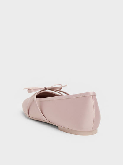 CHARLES & KEITH Customer Favorite | Satin Bow Ballet Flats - Pink