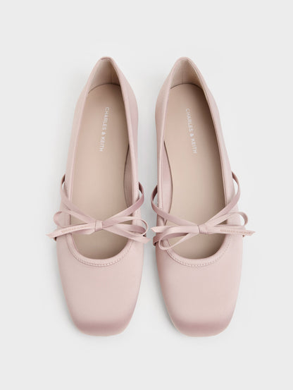 CHARLES & KEITH Customer Favorite | Satin Bow Ballet Flats - Pink